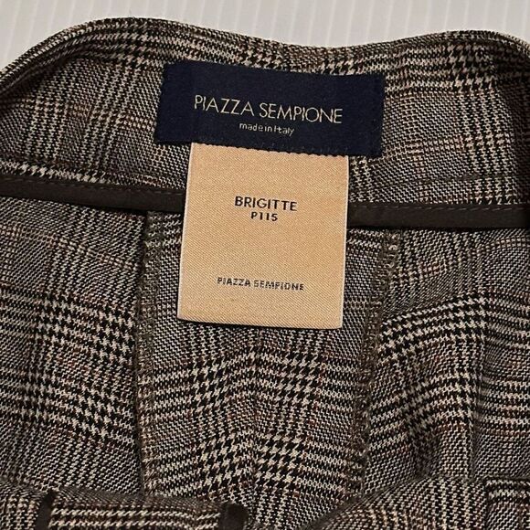 Piazza Sempione Brigitte Plaid Wool Cropped High Waisted Pants Italy Sz  IT 42 / - Picture 10 of 13